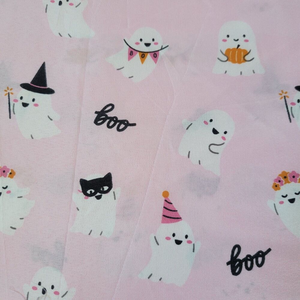 Halloween Pink White Cute Ghosts Boos & Bones TWIN 4pc Sheets Set Girls Bedding - Picture 11 of 11